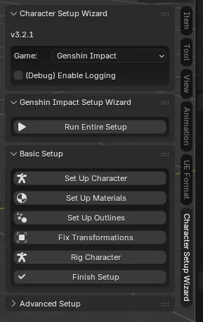 Character Setup Wizard main panel